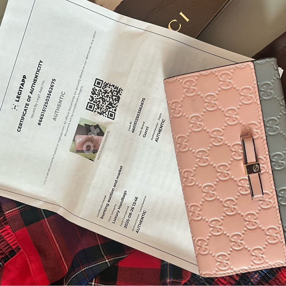 Gucci Guccissima Leather Continental Bow Wallet - Picture 10 of 13